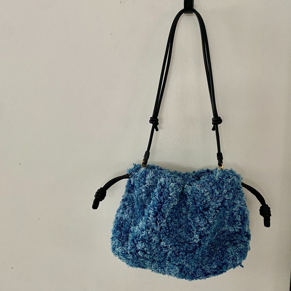 LOEWE Medium Denim Flamenco Purse Fluffy